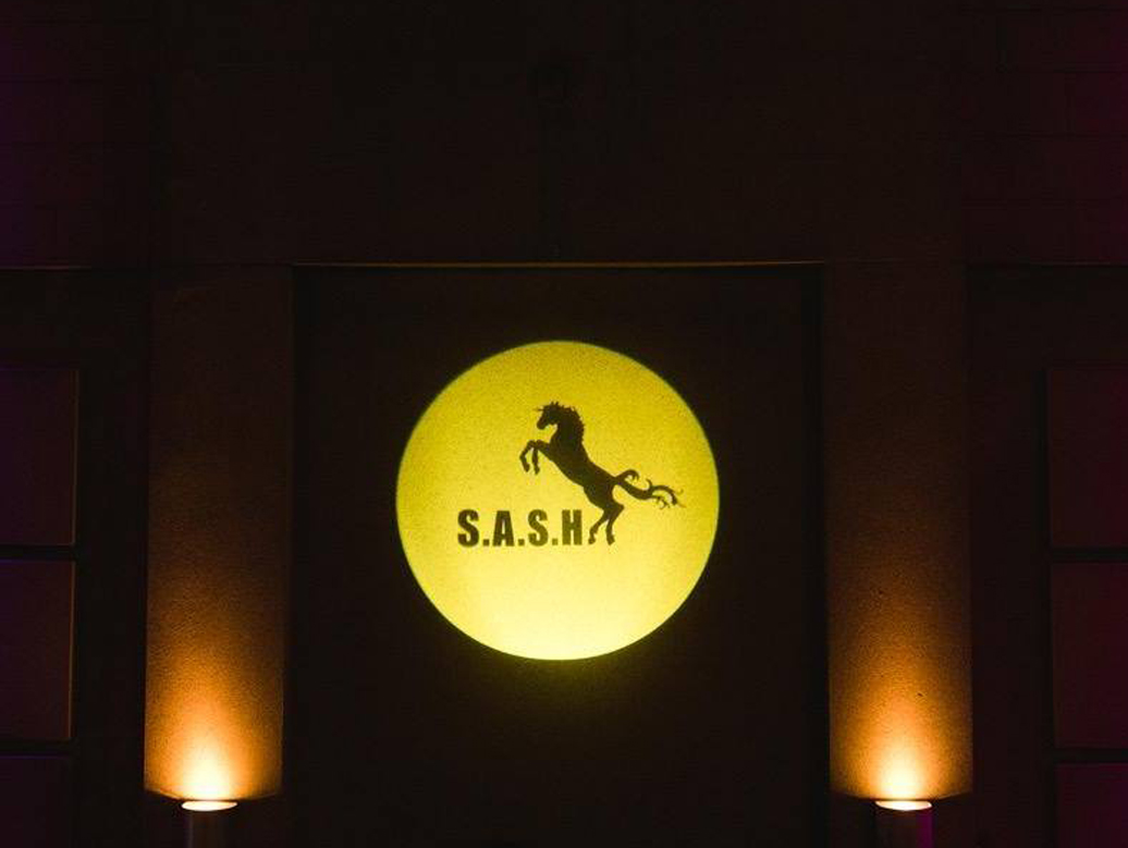 SASH Nightclub building façade gobo projection